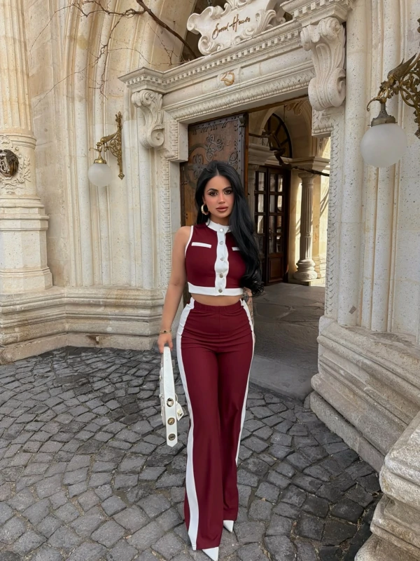 Bordo Ön Garnili Fitilli Takım