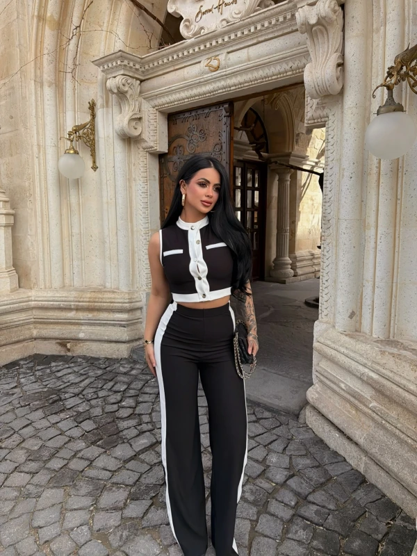 Siyah Ön Garnili Fitilli Takım