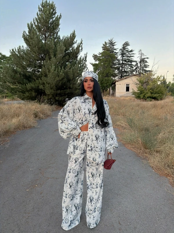 Beyaz Bandanalı Jessica Üçlü Takım