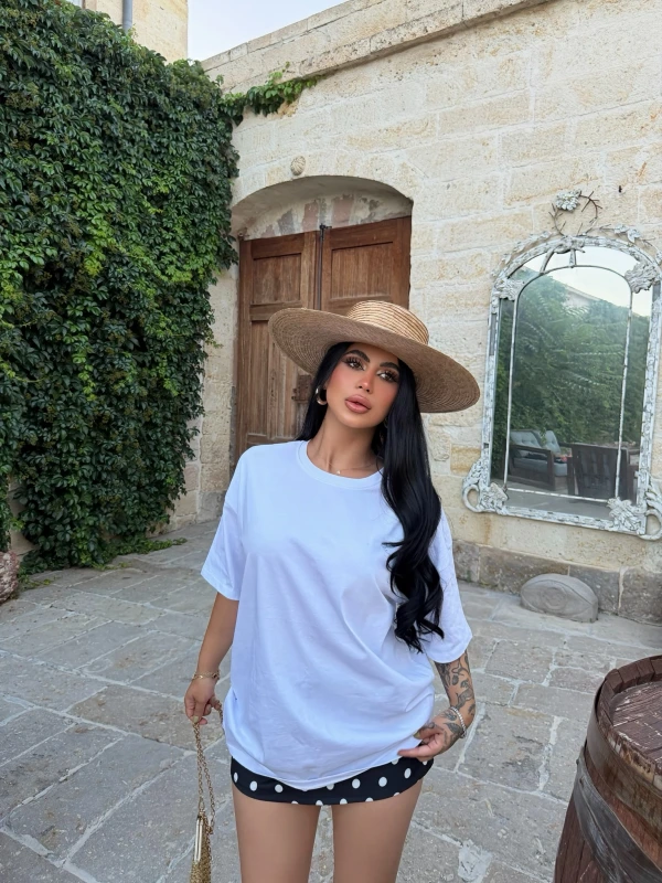 Beyaz Basic Oversize Tişört