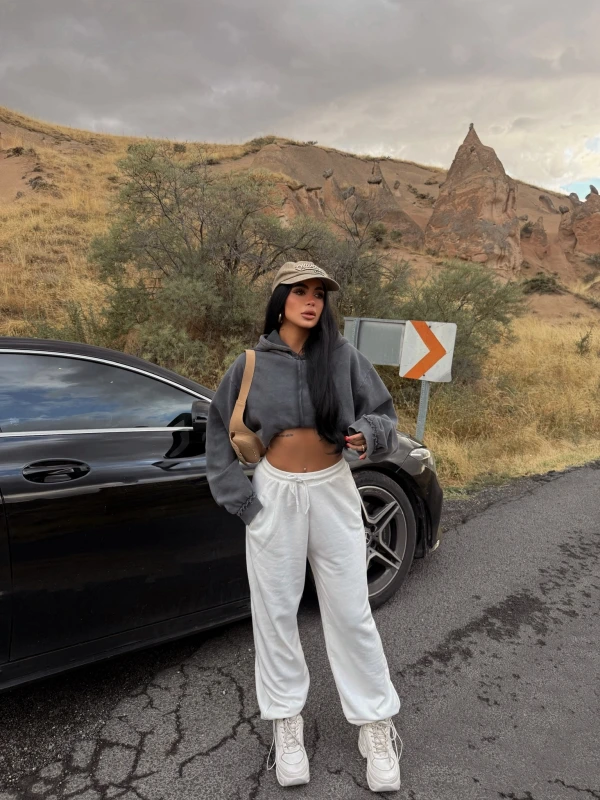 Beyaz Flow Jogger Eşofman Altı