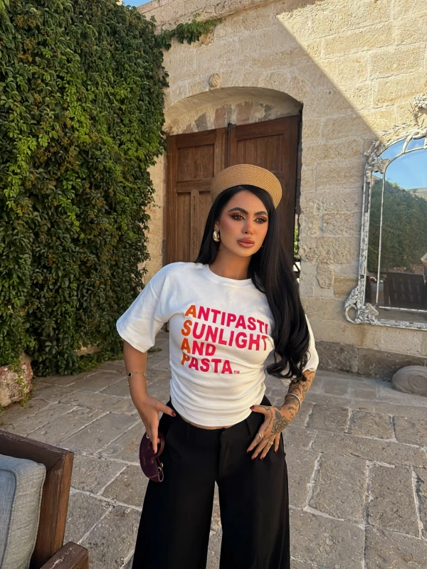 Beyaz Summer Korseli Tişört