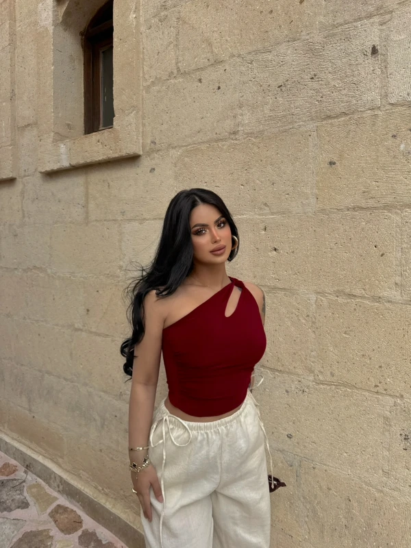 Bordo Omuz Burgulu Basic Crop