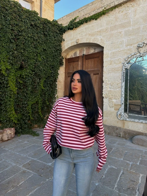 Bordo Stripe Oversize Sweatshirt