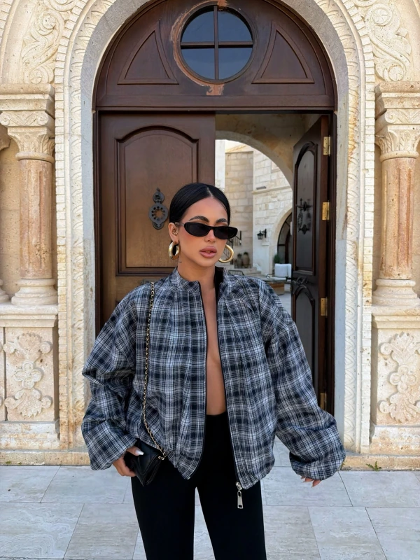 Gri Ekose Bomber Mont