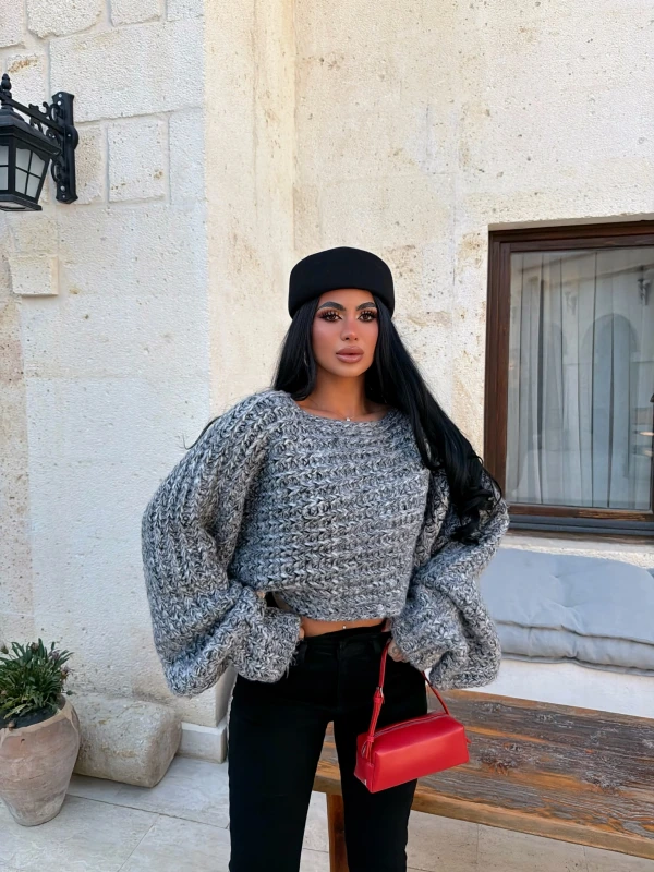 Gri Miora Çift Yönlü Fiyonk Triko