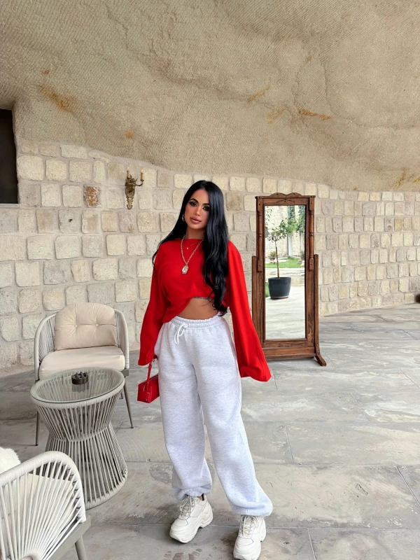 Gri Soft Baggy Eşofman Altı