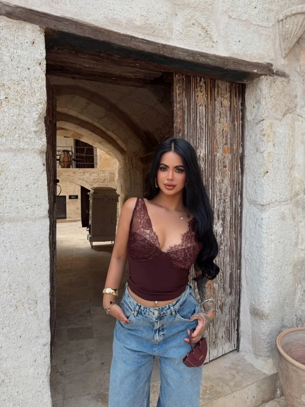 Kahve Güpürlü Sandy Bralet