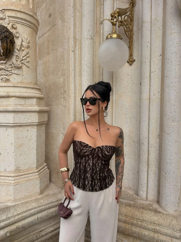 Kahve Slay Lace Korse