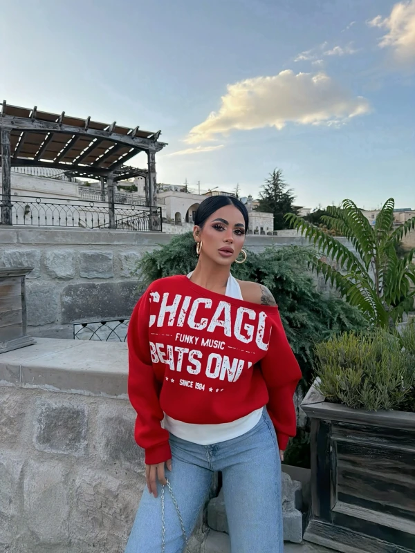 Kırmızı Chicago İki Parça Sweat
