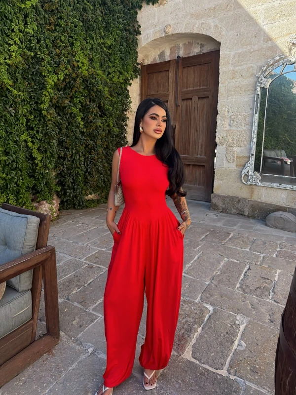 Kırmızı Liora Kolsuz Palazzo Tulum