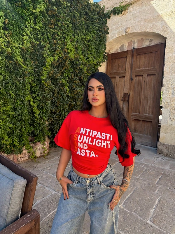 Kırmızı Summer Korseli Tişört