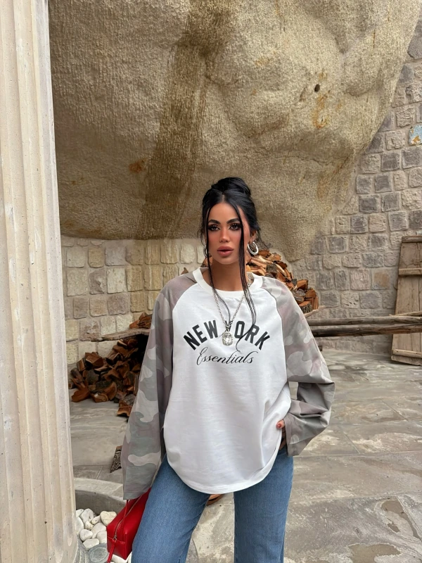 Kolları Kamuflaj Ny Sweat