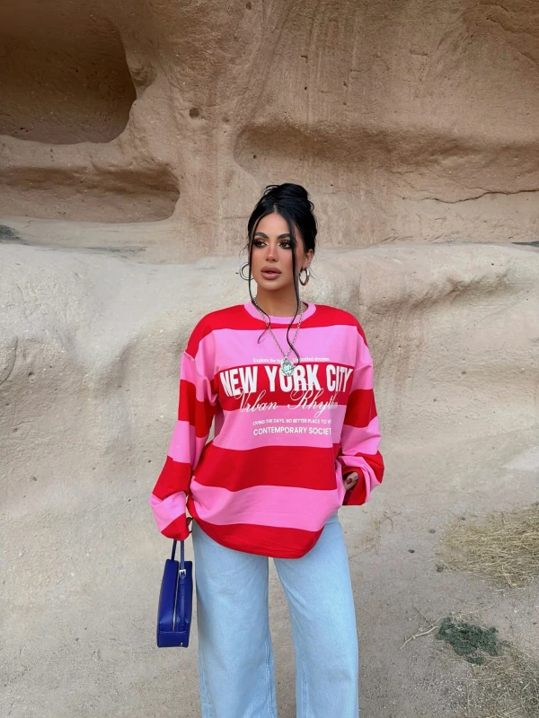 Pembe Dreams Çizgili Sweat