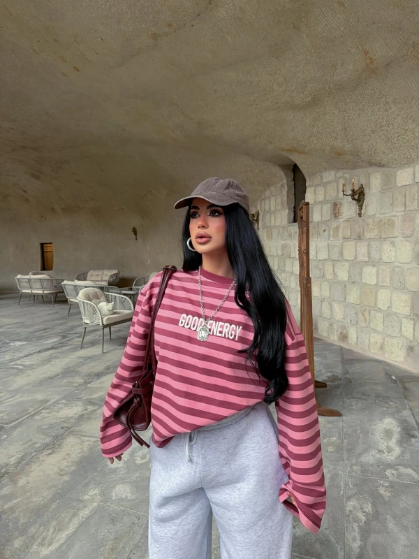 Pembe Energy Çizgili Sweat