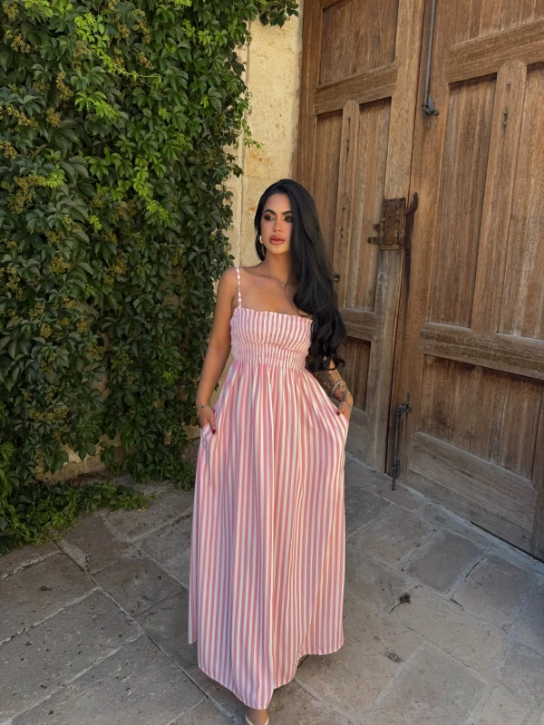 Pembe Line Gipeli Elbise