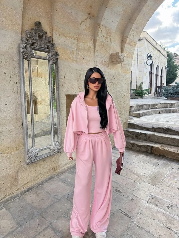 Pembe Mood Üçlü Eşofman Takım