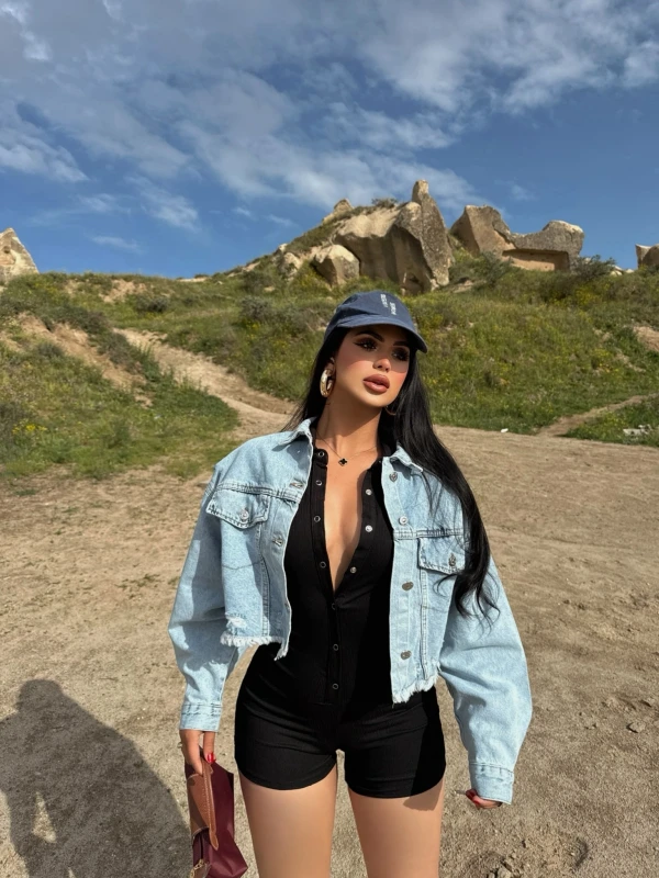Raven Sırt Lazerli Denim Ceket