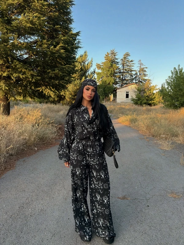 Siyah Bandanalı Jessica Üçlü Takım