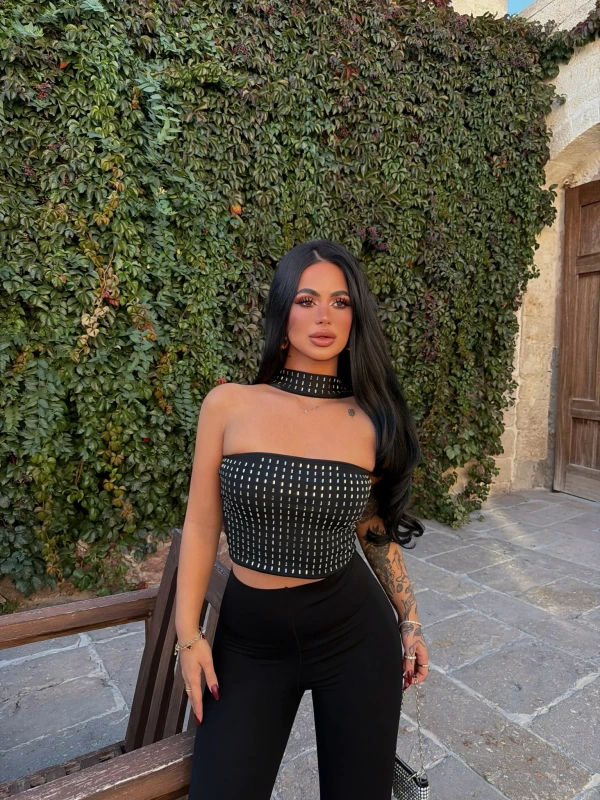 Siyah Diamond Choker Crop