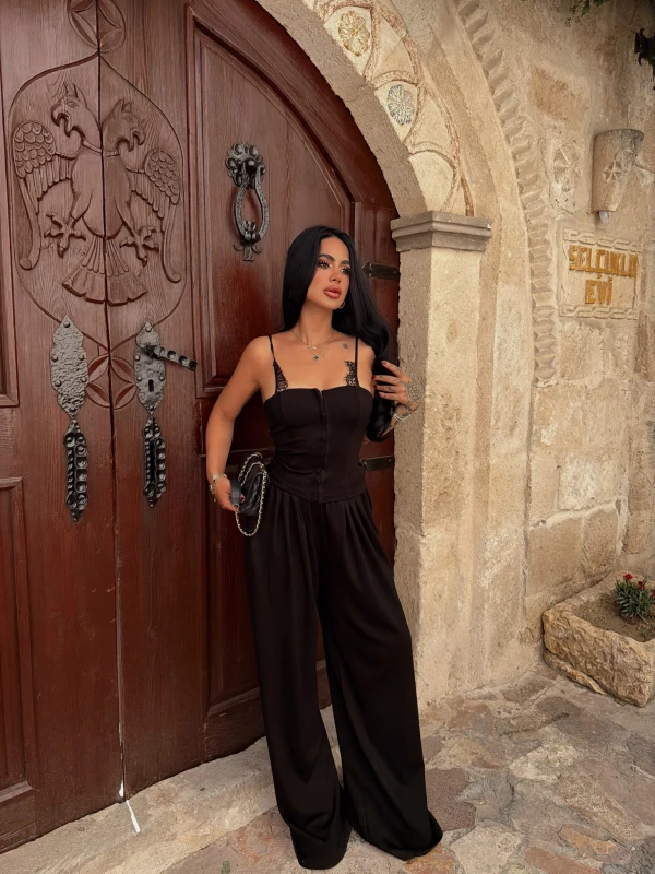Siyah Lilly Güpürlü Modal Takım