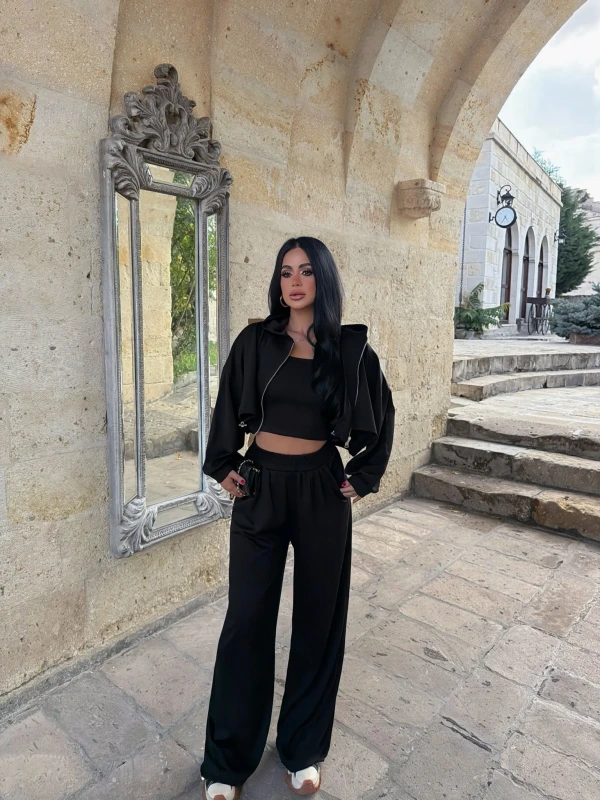 Siyah Mood Üçlü Eşofman Takım