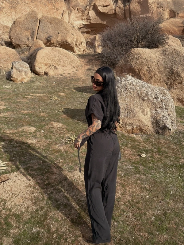 Siyah Safari Kemerli Tulum