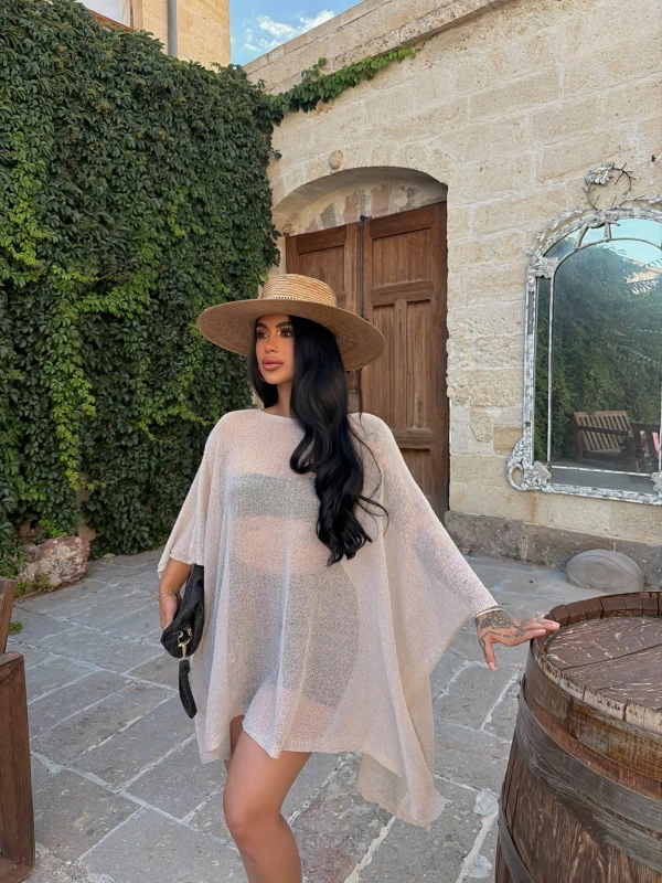 Taş Oversize Batwing Triko Panço