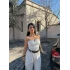 Beyaz Büzgülü Straplez Crop