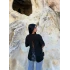 Siyah Sırt ve Kol Güpürlü Modal Tişört