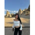 Beyaz Bold Biyeli Crop