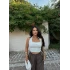 Beyaz Boyundan Bağlamalı Kemerli Crop