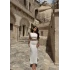 Beyaz Bubble Etek Crop İkili Takım