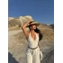 Beyaz Büzgülü Sırt Dekolte Bodysuit