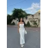 Beyaz Çift Tokalı Straplez Maxi Elbise