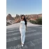 Beyaz Halter Yaka Aksesuarlı Elbise