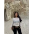 Beyaz Kayık Yaka Transparan Crop