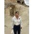 Beyaz Kol Biyeli Logo Sweat