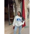 Beyaz Nyc Şardonlu Oversize Sweat