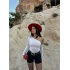 Beyaz Omuz Açık Basic Crop
