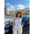 Beyaz Şeffaf Askılı Kaşkorse Crop