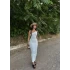 Beyaz Tek Omuz Büzgülü Maxi Elbise