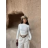 Beyaz Yaka Degaje Büzgülü Crop
