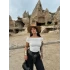 Beyaz Yaka Tül Detaylı Crop