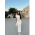 Beyaz Yan Pencereli Maxi Elbise