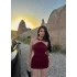 Bordo Göğüs Tokalı Sandy Elbise