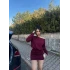 Bordo Kayık Yaka Modal Elbise