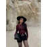 Bordo Kayık Yaka Transparan Crop