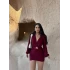Bordo Kruvaze Önü Tokalı Elbise