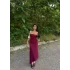Bordo Mikro Asimetrik Straplez Elbise